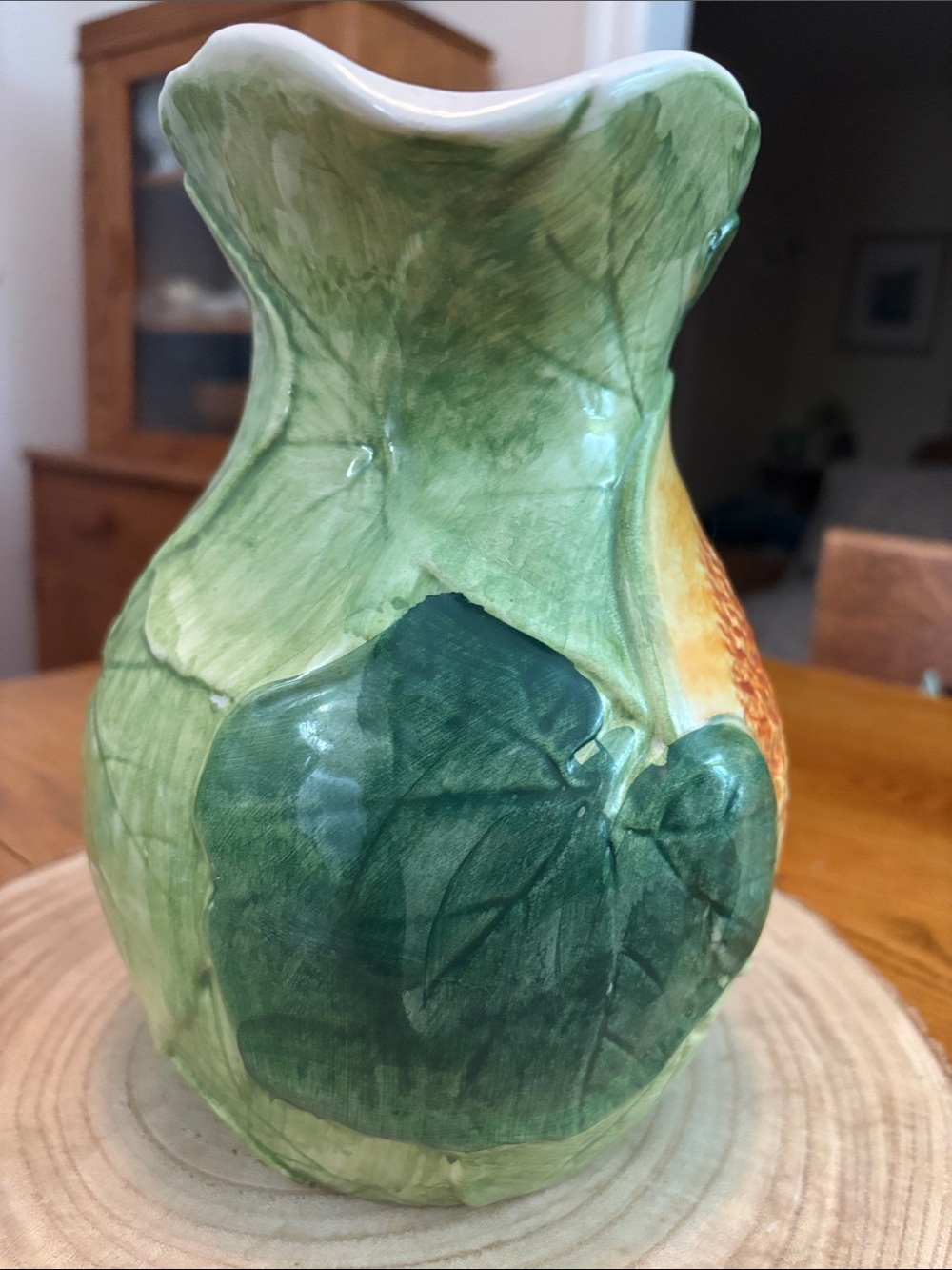 Vintage Cantaloupe Pitcher Vase, Made by Valli Ceramiche, Italy - Picture 10 of 10